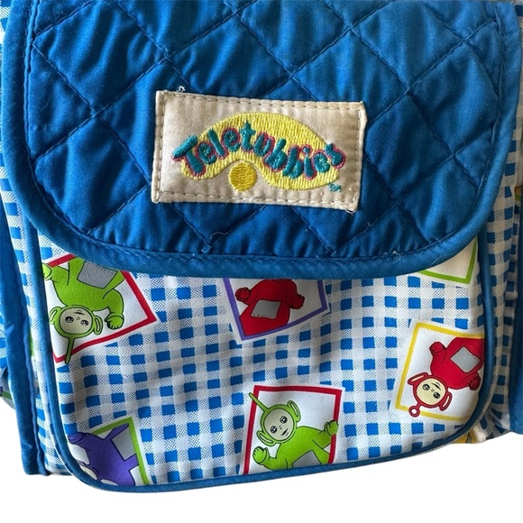 VTG 1998 Teletubbies Blue & White Gingham Mini Diaper Bag - Picture 3 of 16